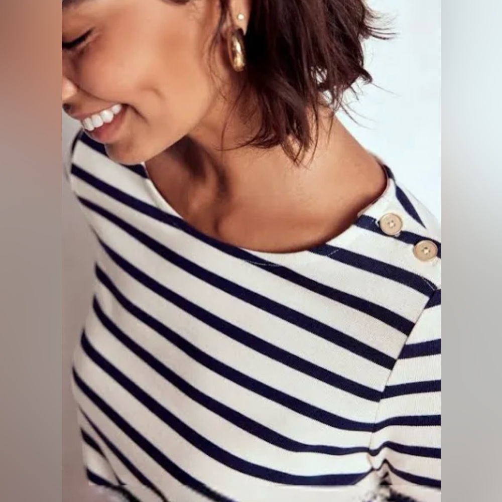 J. Crew Mariner Boatneck Artist Tee in Ivory & Navy Stripes